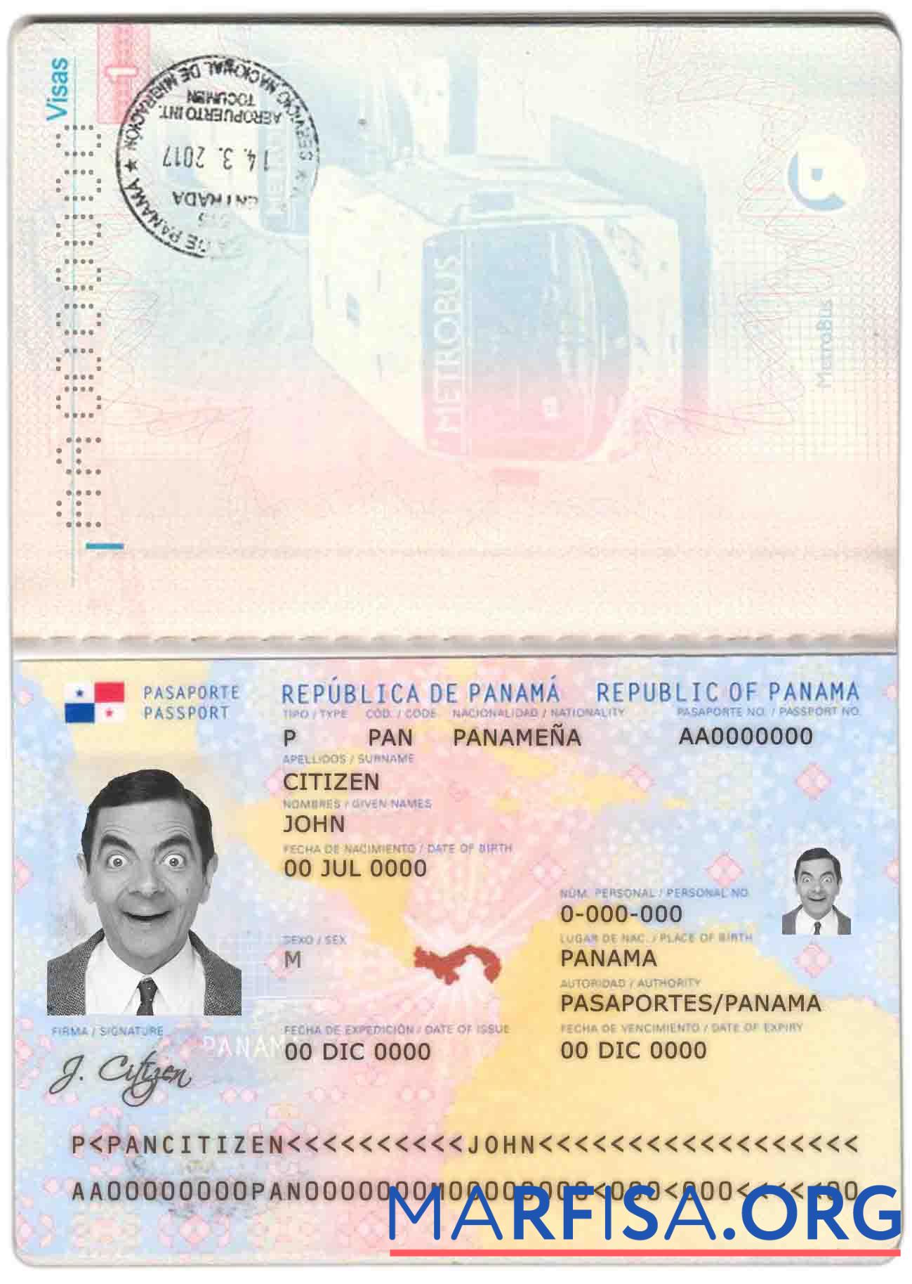 Printable Panama passport download for verification